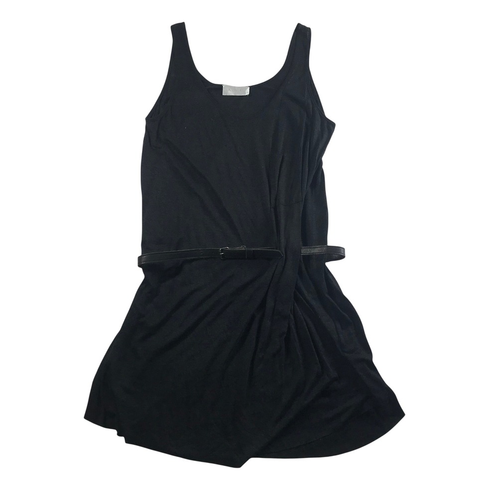 ALC Black Cupra Linen Belted Sleeveless Mini Dress LS6129 Size S